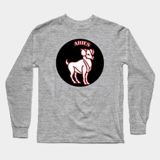 Aries Astrology Zodiac Sign - Aries  Ram Astrology Birthday Gifts Ideas - Black and White with Red Glow Long Sleeve T-Shirt